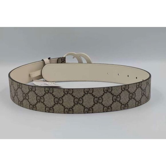Gucci GG Supreme Monogram Plutone Calfskin Enamel Belt Ebony White 70cm 400593 main image 7